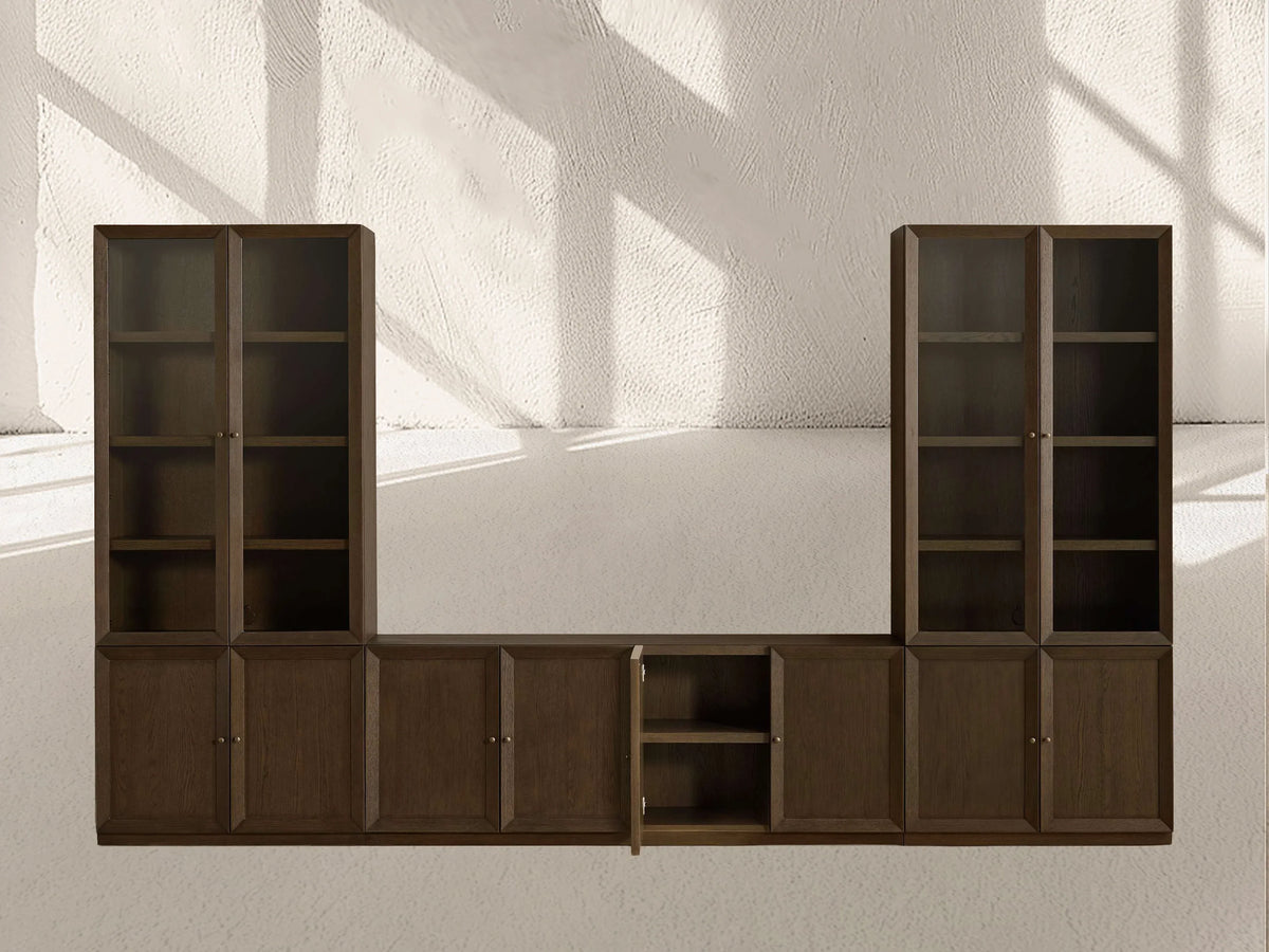 Nason Modular Glass Media Cabinet Set
