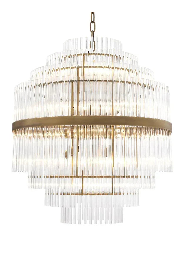 Light Luxury Modern Round Multi-Tiered Crystal Chandelier with Antique Brass Finish and Quality Materials