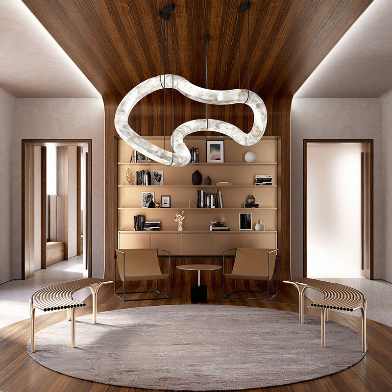 Oslo Infinity Symmetrical Entryway Alabaster Pendant Light, Entrance Pendant Light