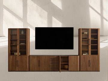 Piermont Modular Glass Media Cabinet Set with Drawers