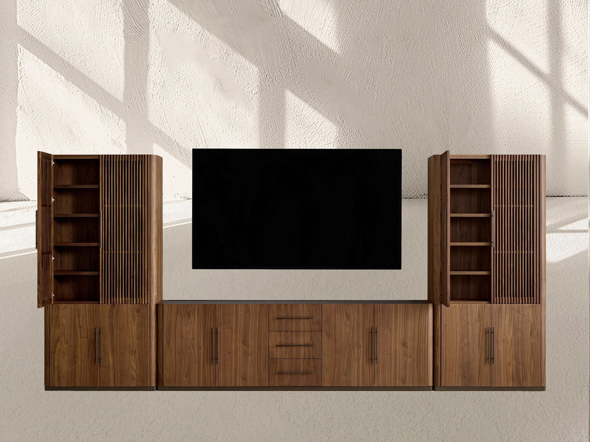 Piermont Modular Reeded Media Cabinet Set with Drawers