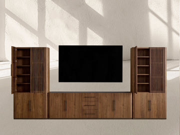 Piermont Modular Reeded Media Cabinet Set with Drawers