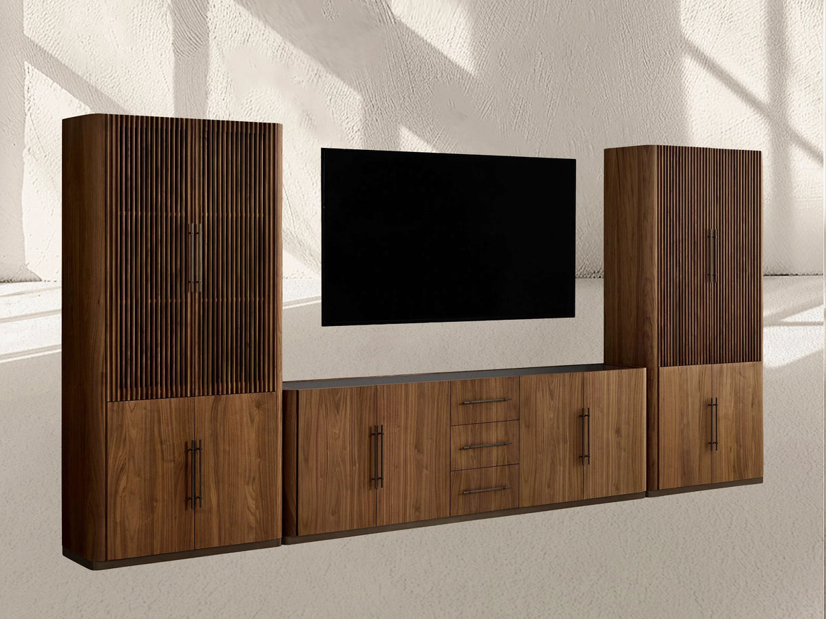 Piermont Modular Reeded Media Cabinet Set with Drawers