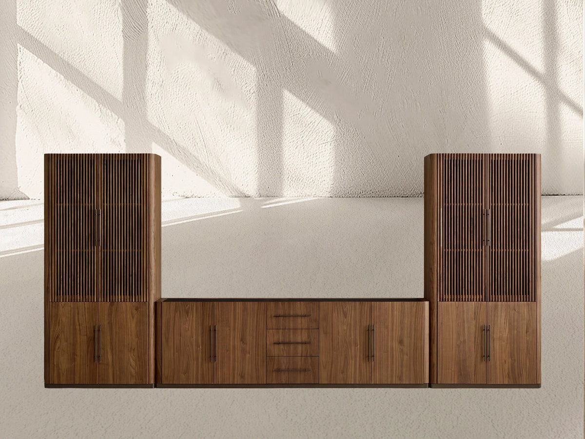Piermont Modular Reeded Media Cabinet Set with Drawers
