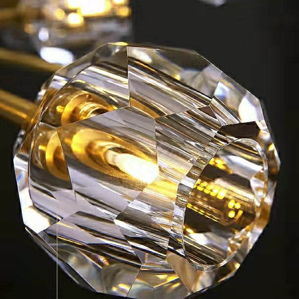 Sputnik K9 Crystal Chandelier Entryway Pure Copper Ceiling Light Foyer Hall Brass Lighting