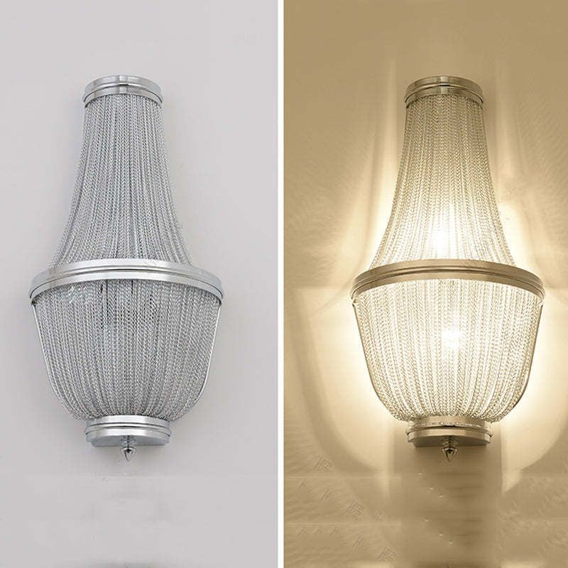 Tassel Aluminum Chain Wall Sconce in Living Room