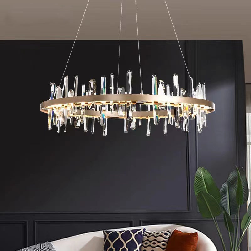Modern Round K9 Crystal Chandelier with Stainless Steel Finish