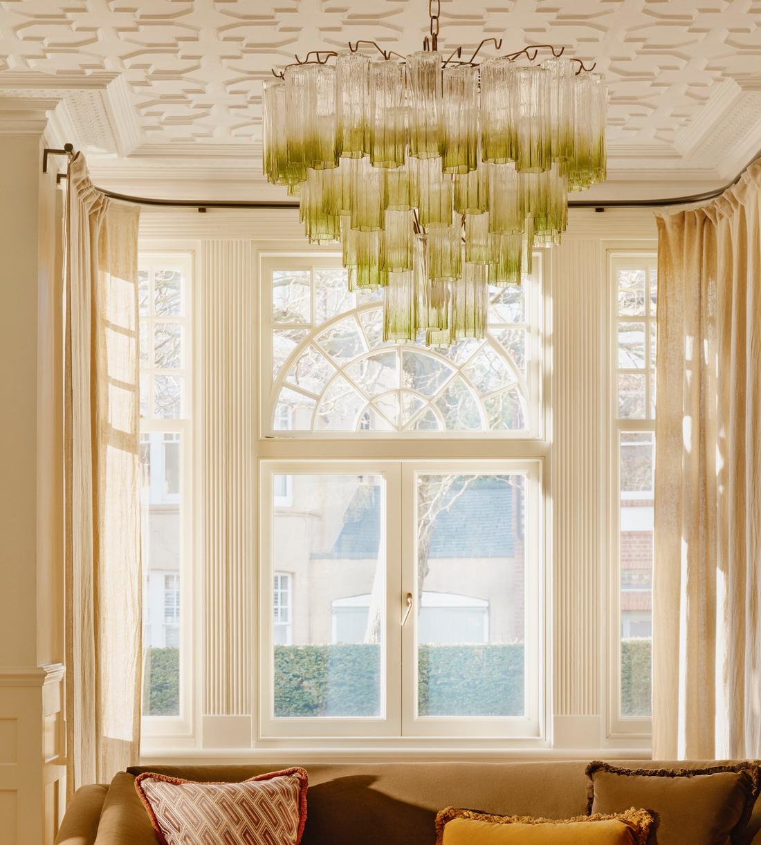 Green Glass Globe Chandelier in Antique Brass - Erhaus product image 1