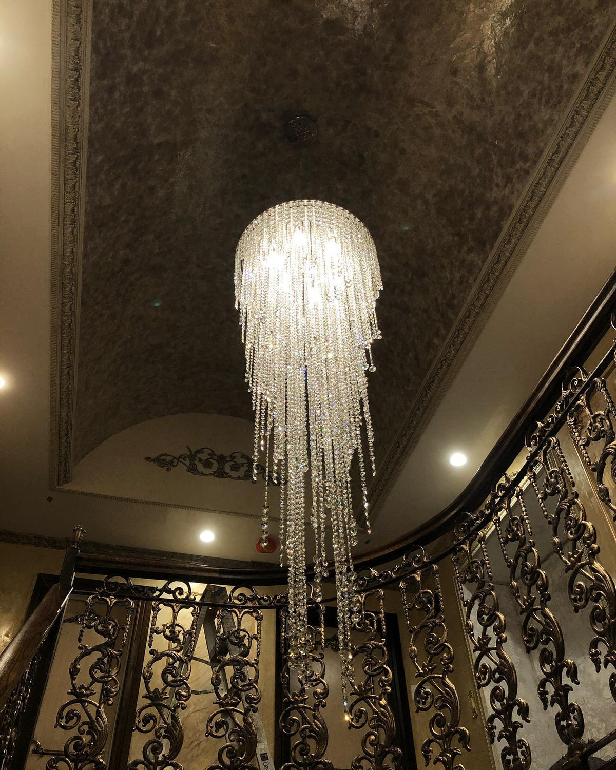 Extra Large Flush Mount Crystal Tassel Pendant Chandelier for Living Room / high-Ceiling Room / foyer