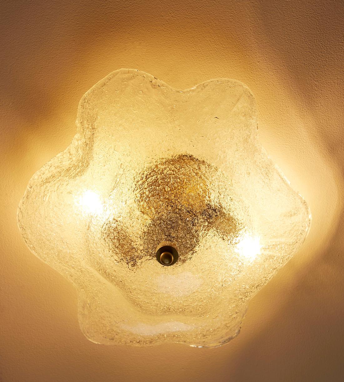 Textured Glass Brass Flush Mount Ceiling Light - Erhaus product image 3
