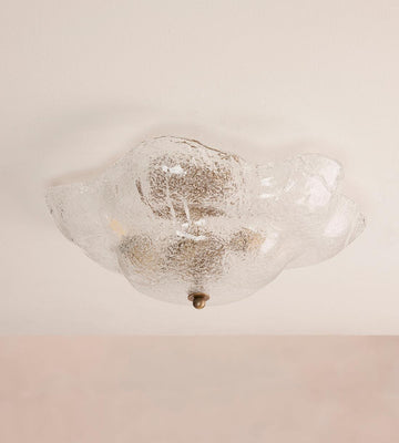 Textured Glass Brass Flush Mount Ceiling Light - Erhaus product image 1