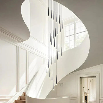 Minimalism Foyer Staircase Chandelier Ceiling Pendant Lighting for Living Room Entryway in Gold / Black Finish