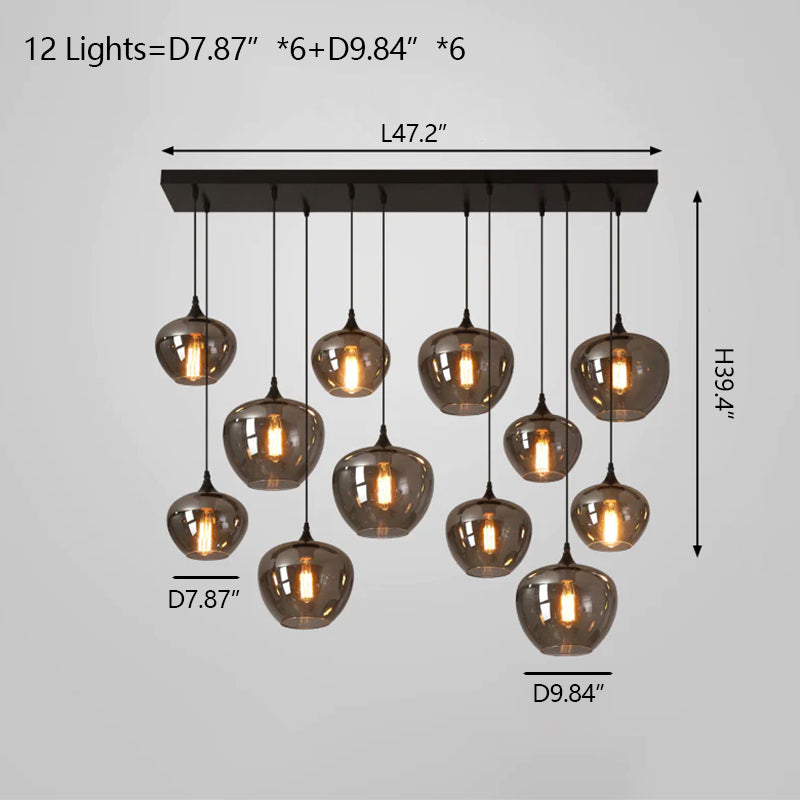 Modern Smoke Gray Glass Lamp Designer Chandelier for Cafe / kitchen Island / dining Room Style B
