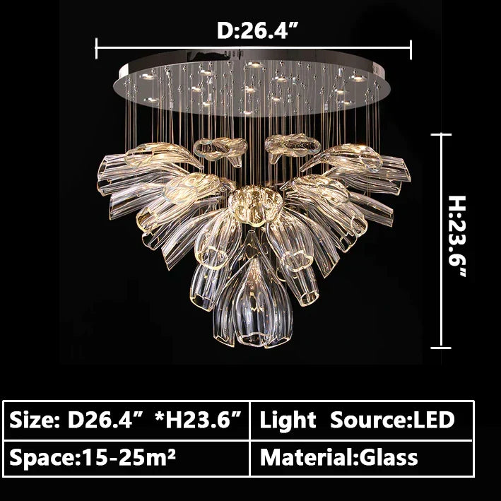 Light Luxury Glass Petal-Shaped Chandelier with Superior Finish