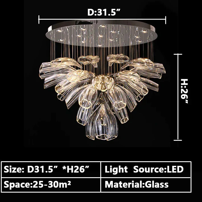 Light Luxury Glass Petal-Shaped Chandelier with Superior Finish