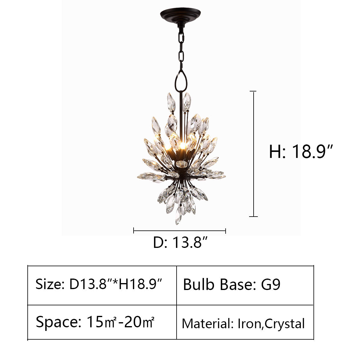Modern Iron Art Bouquet Shape Branch Crystal Chandelier for Living Room / dining Room / coffe Shops