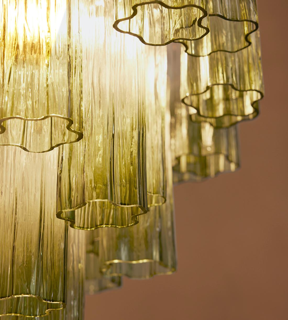 Green Glass Globe Chandelier in Antique Brass - Erhaus product image 4