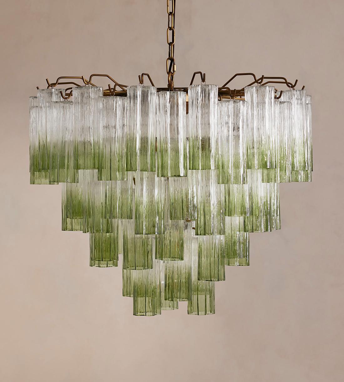 Green Glass Globe Chandelier in Antique Brass - Erhaus product image 2