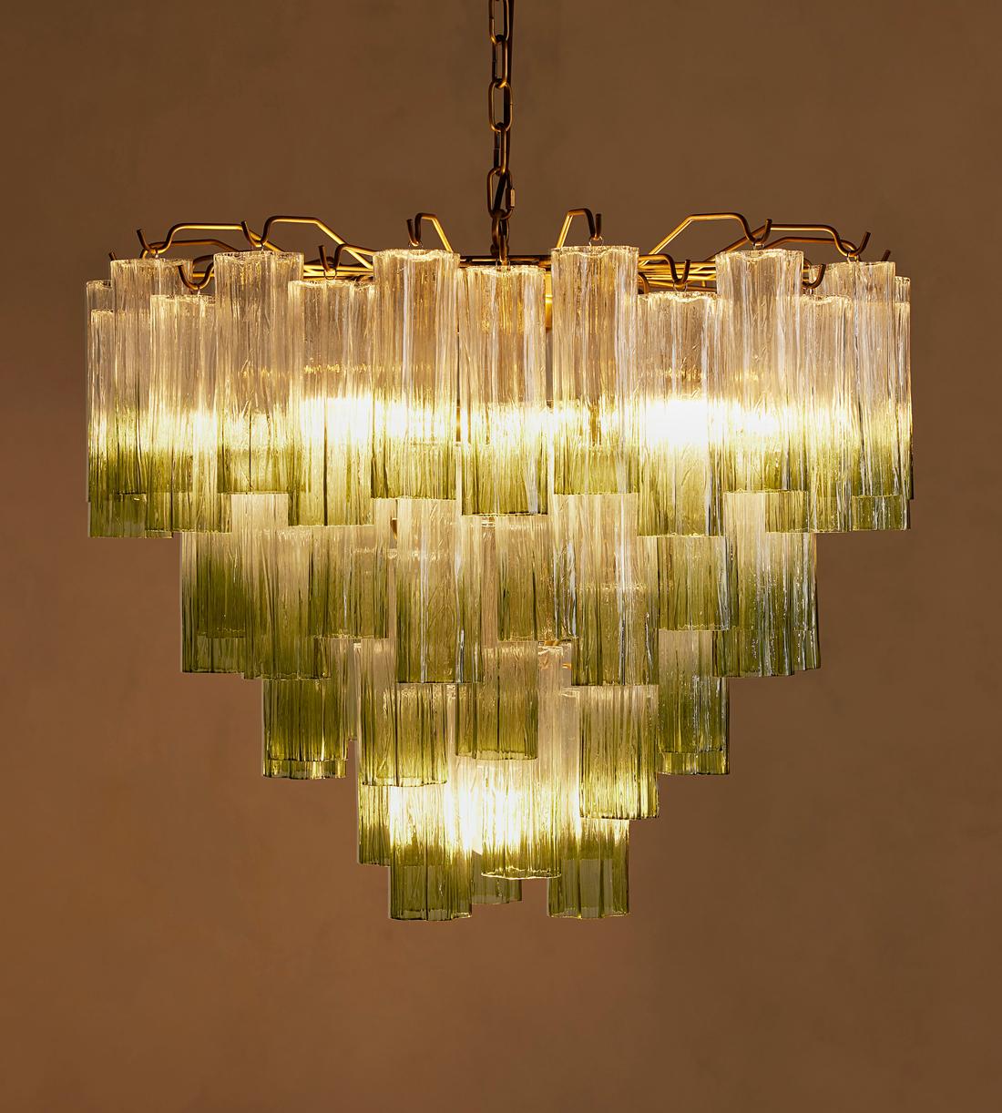 Green Glass Globe Chandelier in Antique Brass - Erhaus product image 3