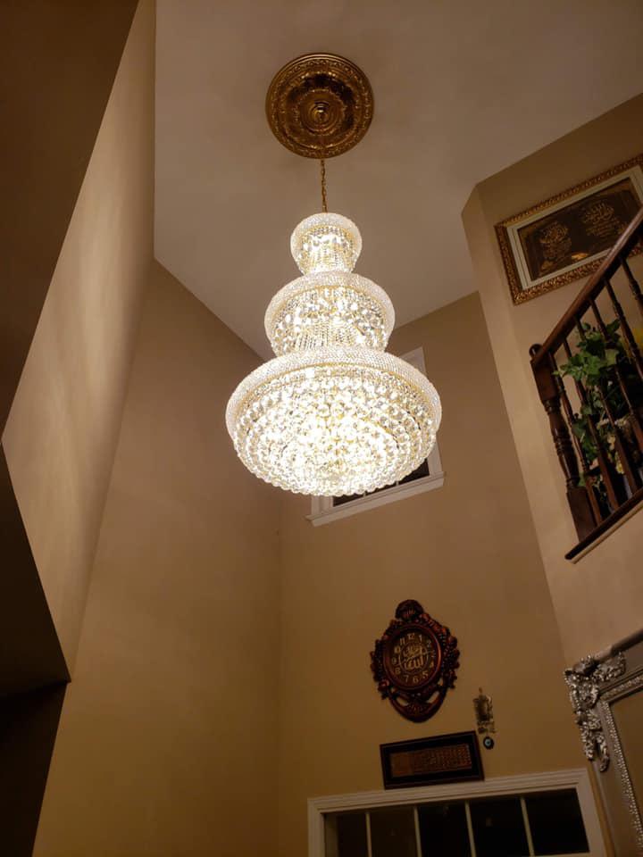 Luxury French Empire Chandelier for Villa Hall Ceiling Three-Layers Crystal Light for Hotel Lobby