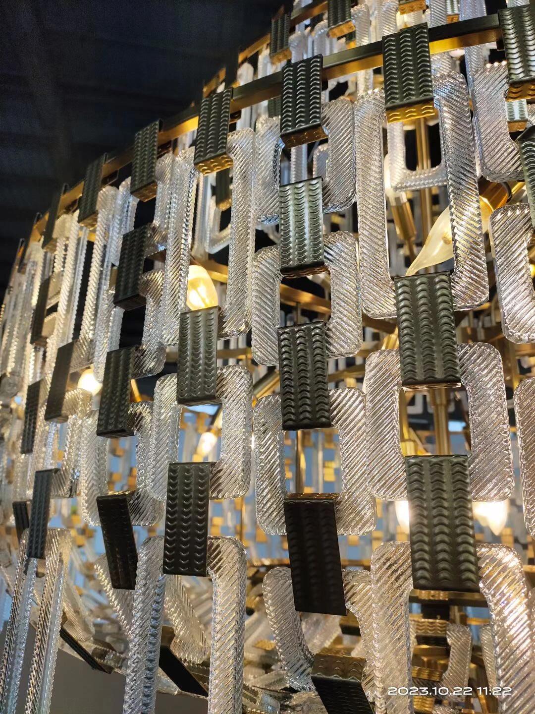 Luxury Multi-Tiered Crystal Glass Buckles Chandelier for High-Ceiling