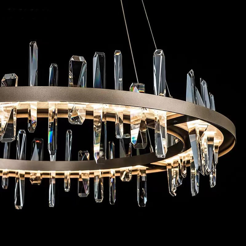 Modern Round K9 Crystal Chandelier with Stainless Steel Finish