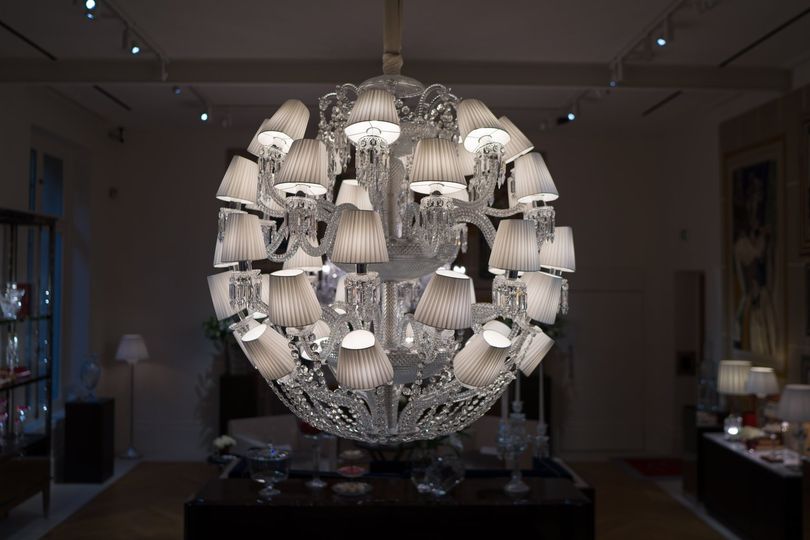 Luxury Globe-Shaped Crystal Chandelier with Fabric and Crystal Glass Shades, High-Quality Finish