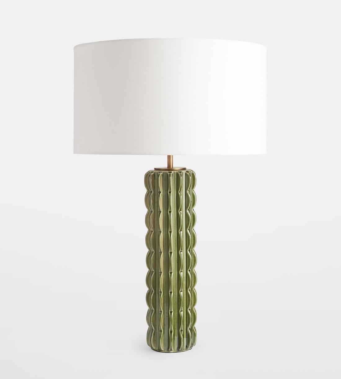 Green Ceramic Table Lamp with Fabric Shade - Erhaus product image 1