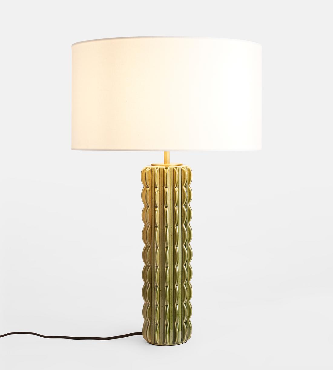 Green Ceramic Table Lamp with Fabric Shade - Erhaus product image 3
