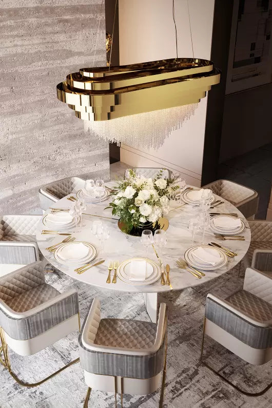 Luxury 9-Light Rectangle Kitchen Island / dining Room Crystal Chandelier