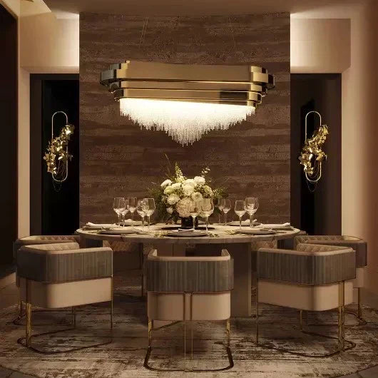 Luxury 9-Light Rectangle Kitchen Island / dining Room Crystal Chandelier