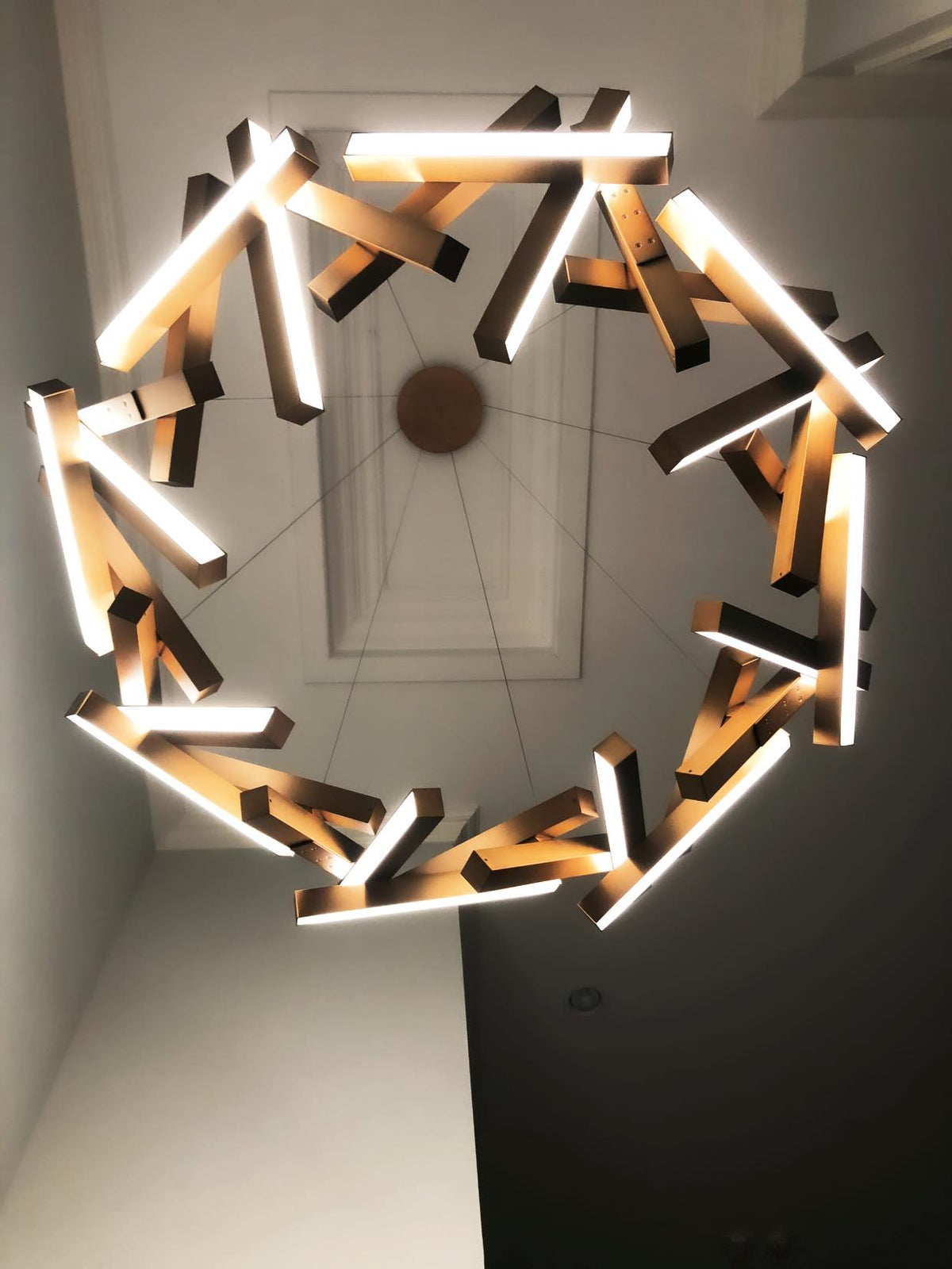 Modern Round / linear Geometric Aluminum LED Chandelier for Dining Room / bedroom