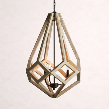 Wooden Prism Mango Wood Chandelier in Natural