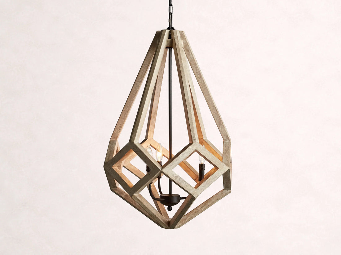 Wooden Prism Mango Wood Chandelier in Natural
