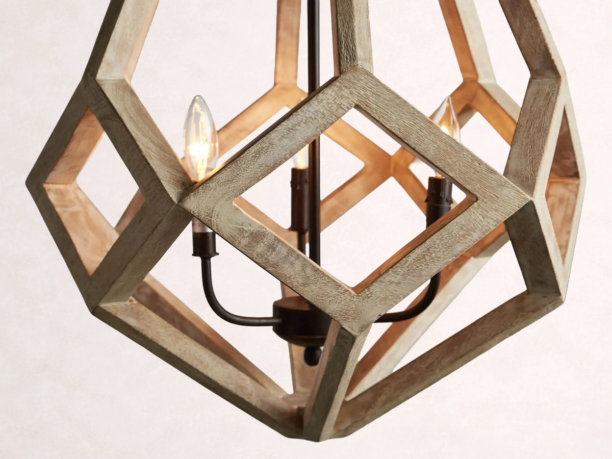 Wooden Prism Mango Wood Chandelier in Natural