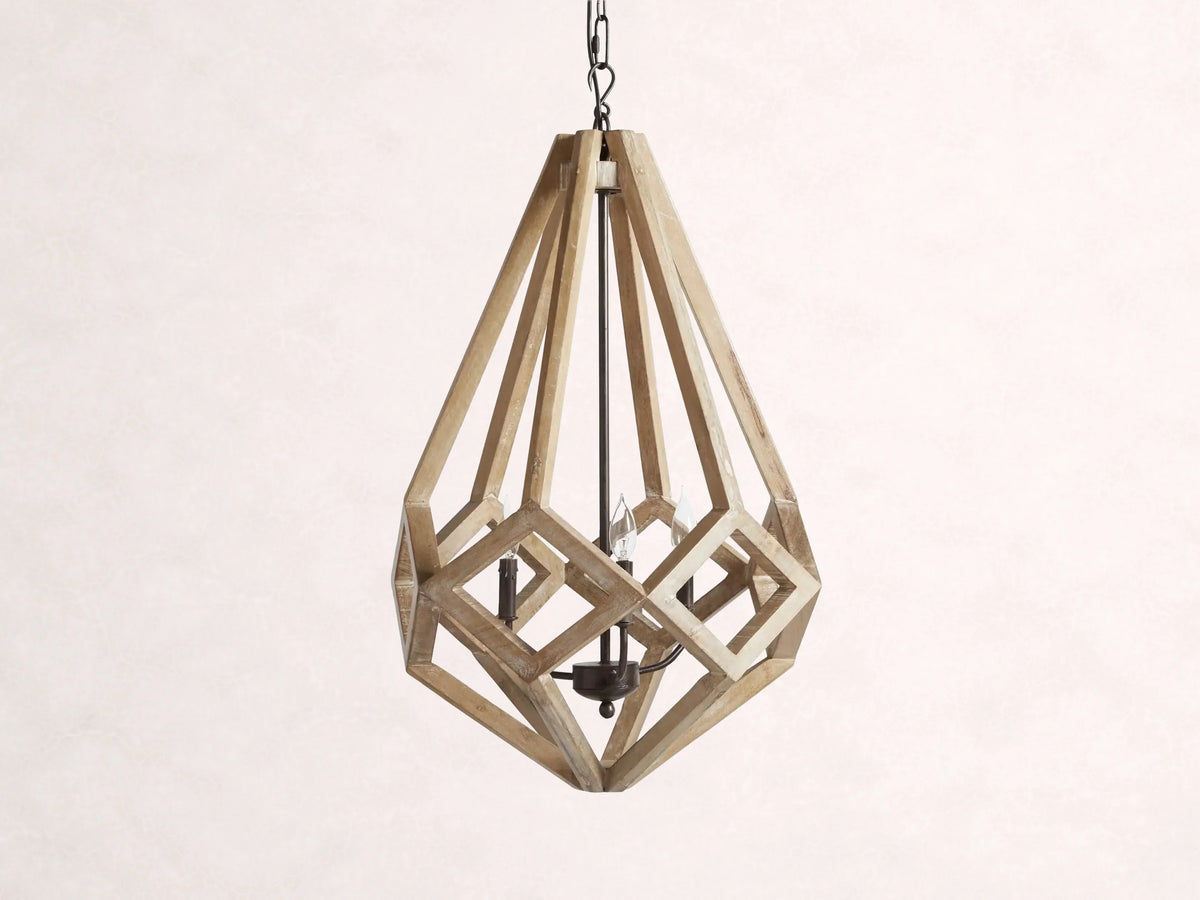 Wooden Prism Mango Wood Chandelier in Natural