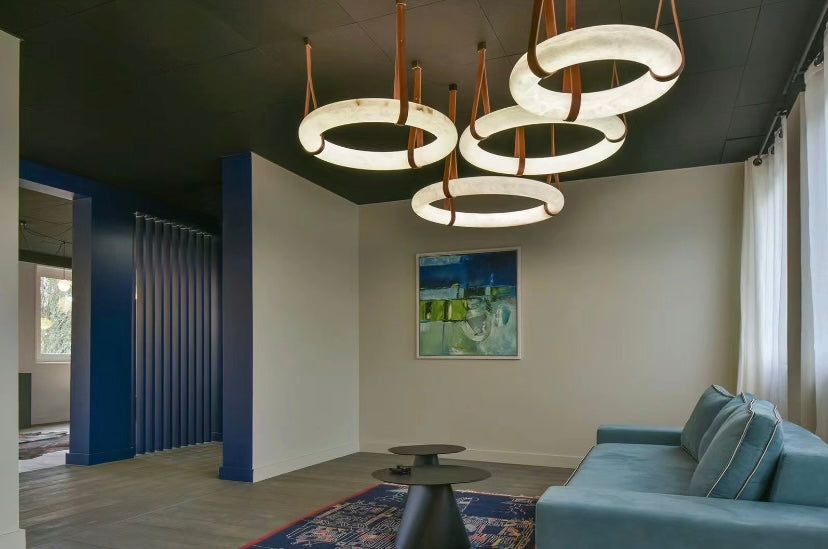 Modern Round Alabaster Chandelier for Living Room / bedroom