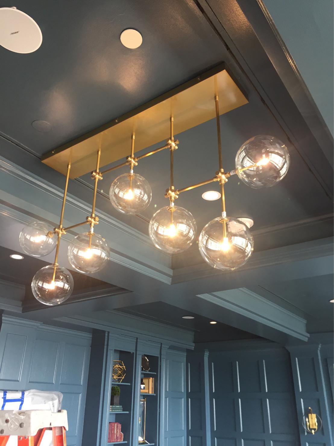 Nordic Clear Sphere Glass Chandelier in Black / gold Finish for Dinning Room / kitchen Island