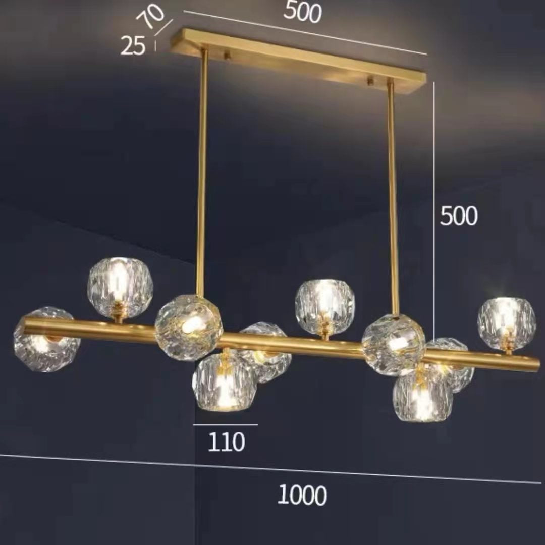 Luxury Pure Copper Chandelier K9 Crystal Dining Room Chandelier Modern Gold Ceiling Popular Molecular Bar