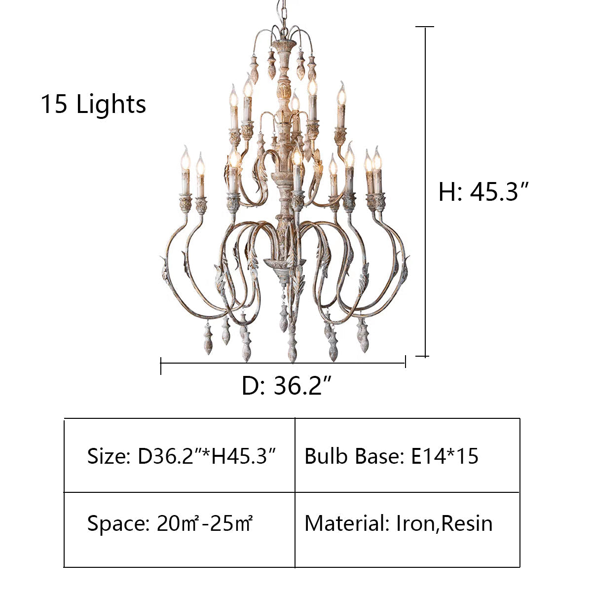 French Vintage Candle Chandelier for Living Room / bedroom