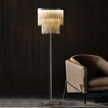 Alisa Luxury Hardware Aluminum Chain Tassel Floor Lamp(single-Layer / double-Deck)