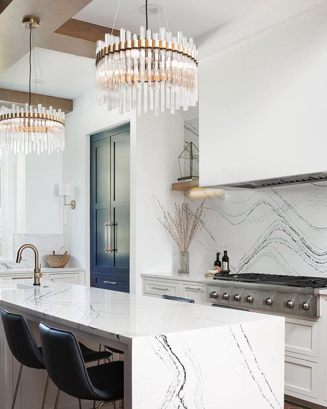 Modern Round Glass Rods Chandelier for Living / dining Room / bedroom