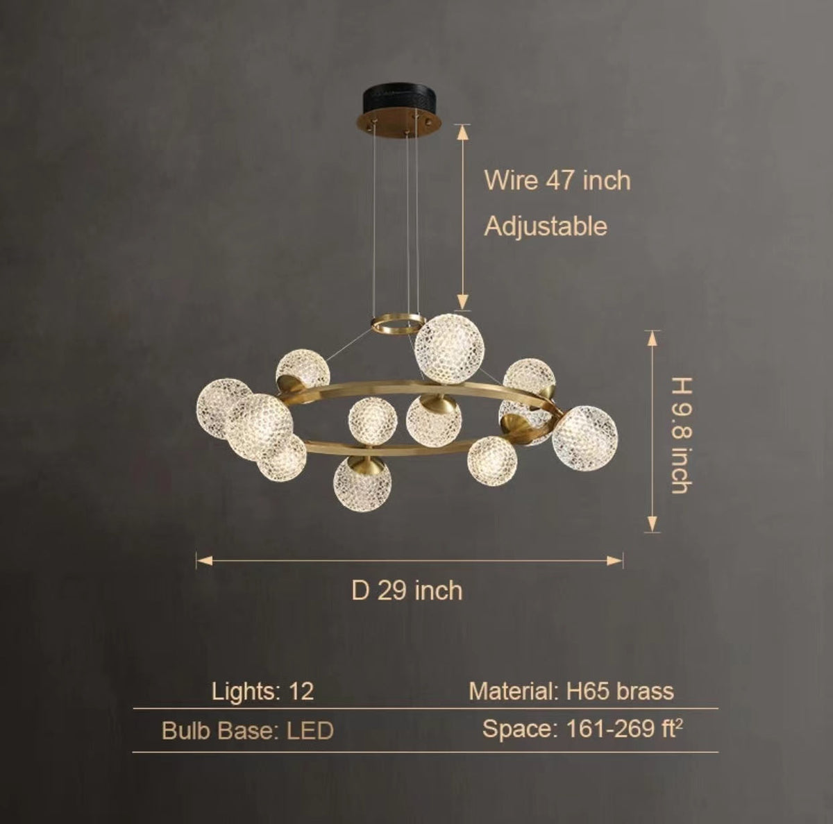 Modern Crystal Brass Finish Chandelier Molecular Ceiling Light with Round and Rectangular Shape