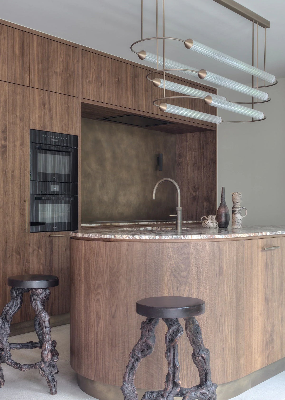 Minimalism Brass Ellipse LED Chandelier Horizontal Design for Kitchen Island and Dining Room
