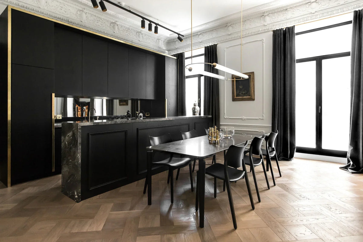 Minimalism Brass Ellipse LED Chandelier Horizontal Design for Kitchen Island and Dining Room