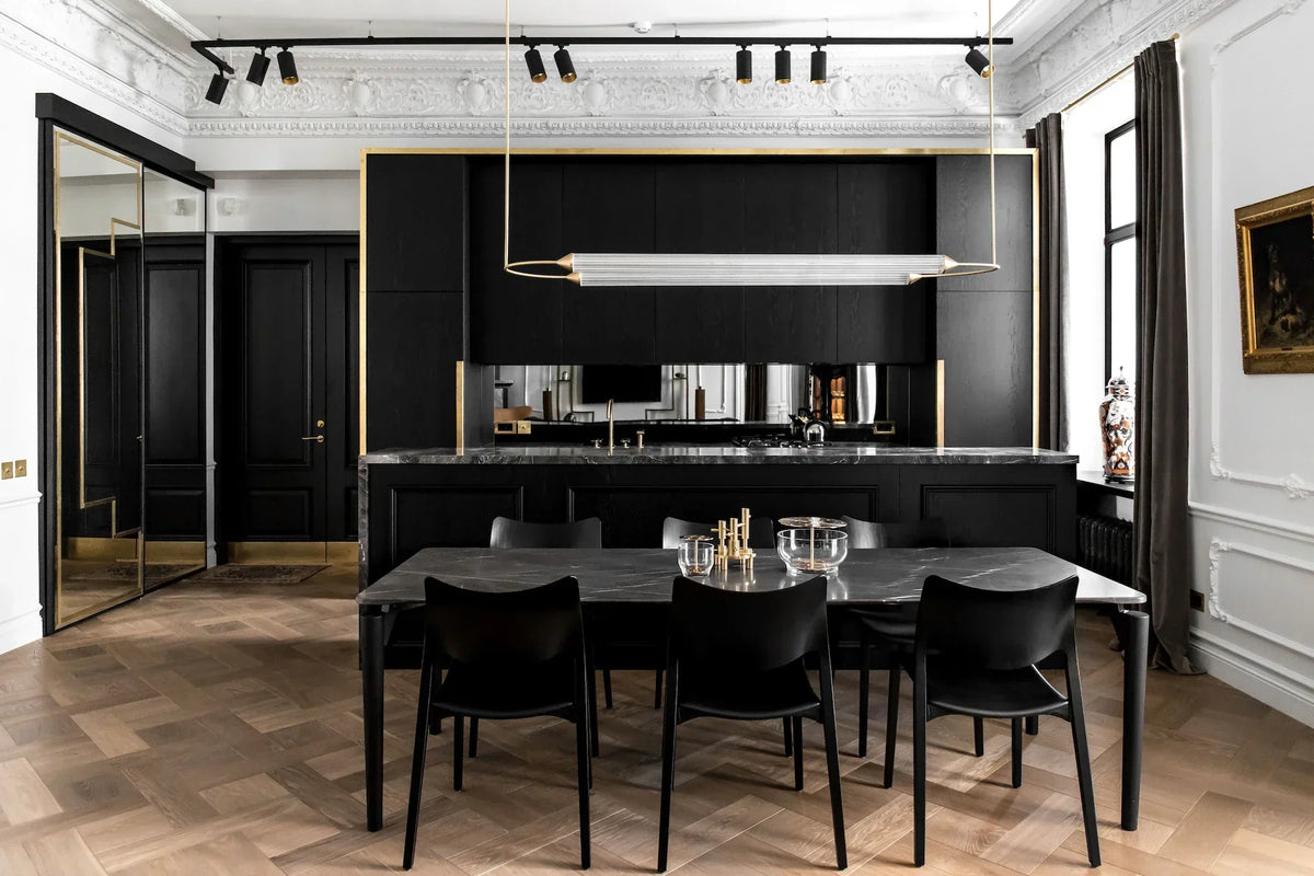 Minimalism Brass Ellipse LED Chandelier Horizontal Design for Kitchen Island and Dining Room