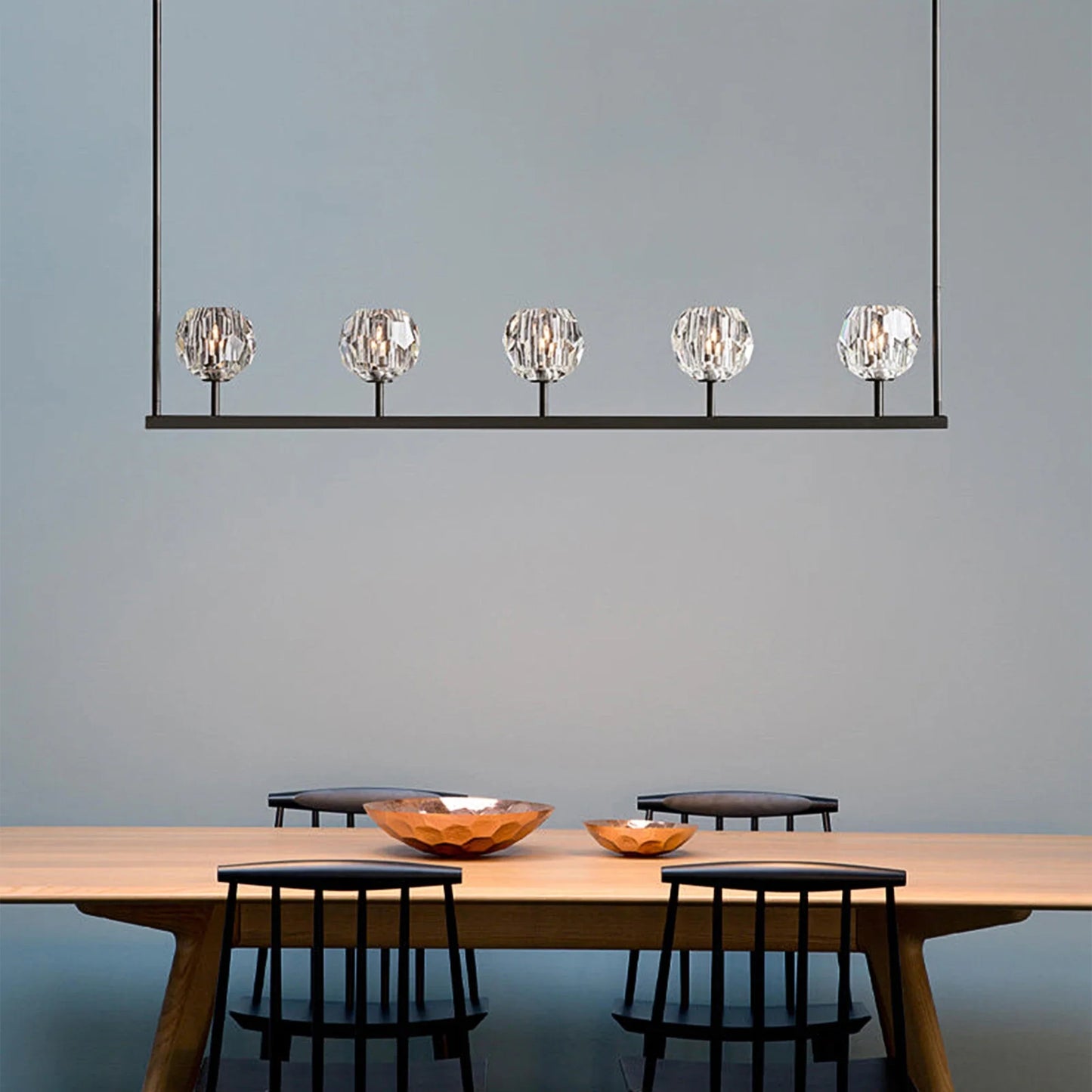Boule De Cristal Clear Glass Linear Chandelier 48", 60"