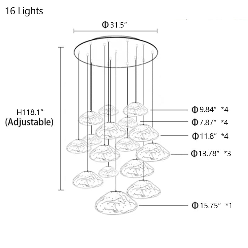 Extra Large Nordic Minimalist Glass Cloud Decorative Chandelier for Stairs / living Room / high-Ceiling Room