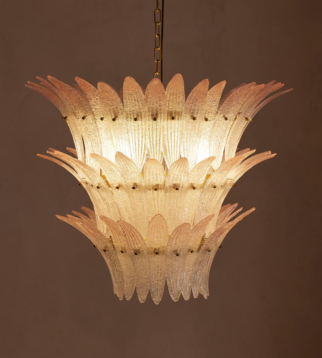 Treviso Pink Glass Chandelier 30-Inchw