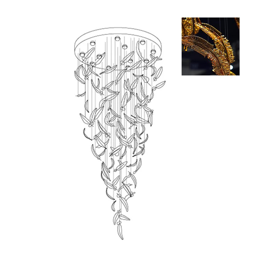 Galaxy Glass Feathers Flying Chandelier